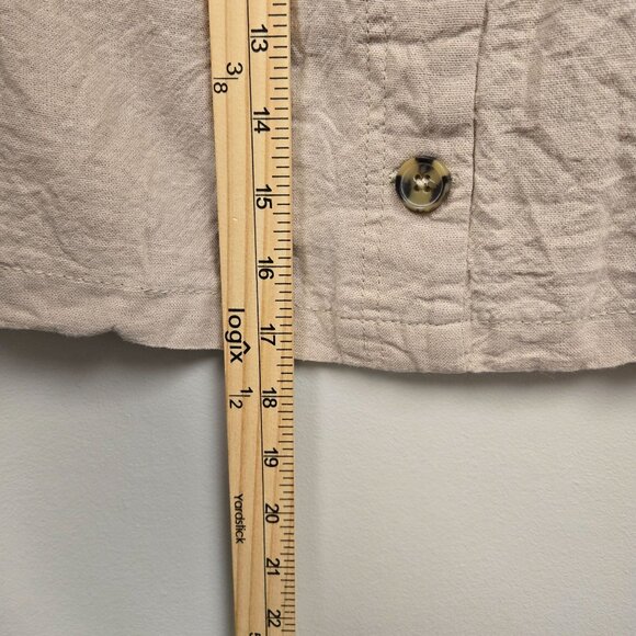 Women's M Beige Linen Blend Button MIni Skirt Preppy School Summer - Picture 5 of 5